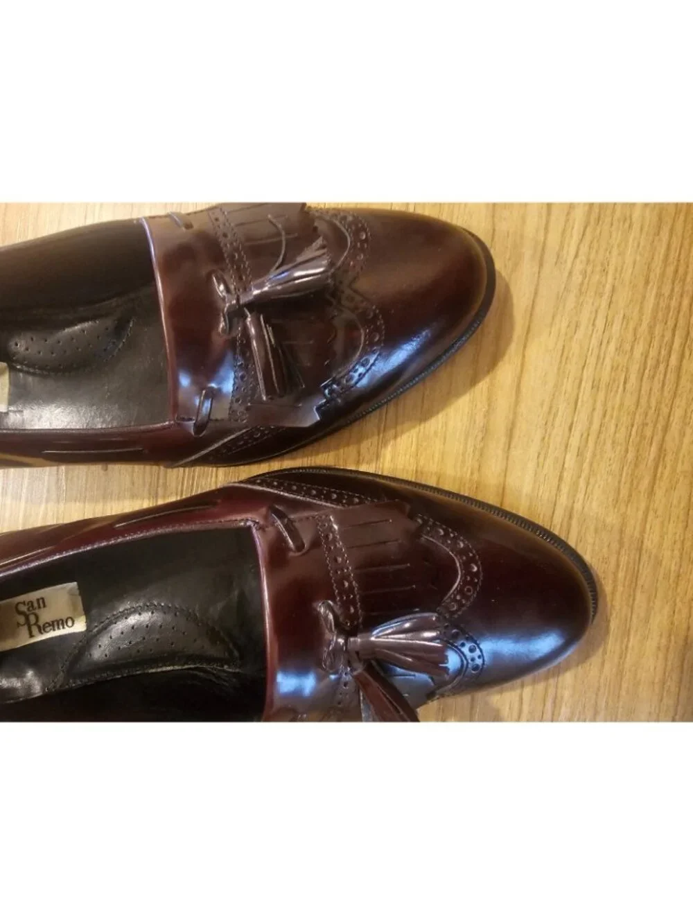 San Remo Leather Dress Shoes With Tassles Dark Red Mens Size 9 M